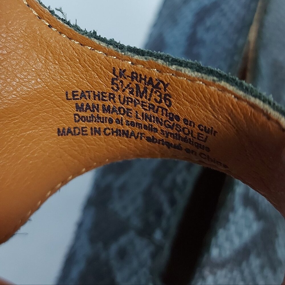 Lucky Brand Peep Toe Stacked Block Heel Rhazy Slingback Sandals 5.5 M Snakeskin - Picture 10 of 11